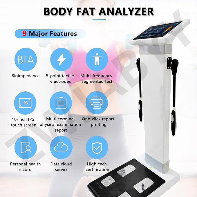 10.1 inch HD Touch Bioimpedance Analysis Machine Ultrasonic Height Test Body Composition Weight Control Fat Analyzer Health Ma