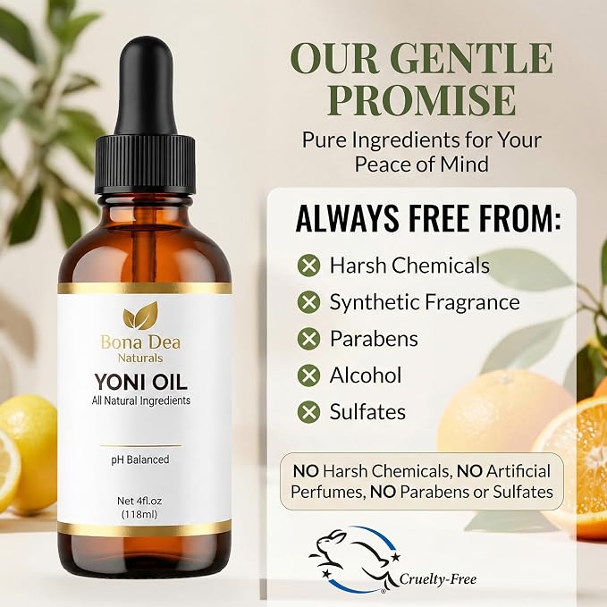 Bona Dea Naturals Feminine Spray for Women – All Natural Yoni Oil Deodorant & Moisturizer, Organic Essential Oils, Chemical-Free, Sensitive Vaginal Care, Made in the USA | 4 oz Refill Dropper Bottle