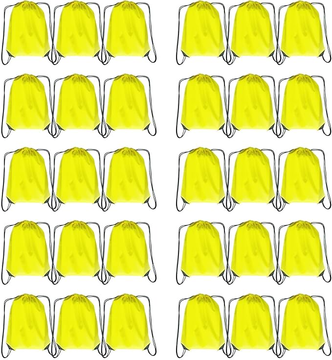 Drawstring Backpack Bulk 30 packs Draw String Backpack Bags DIY Gym Sports trip Traveling Yoga ride Pedestrianism Cinch Bag Sackpack Drawstring (yellow)