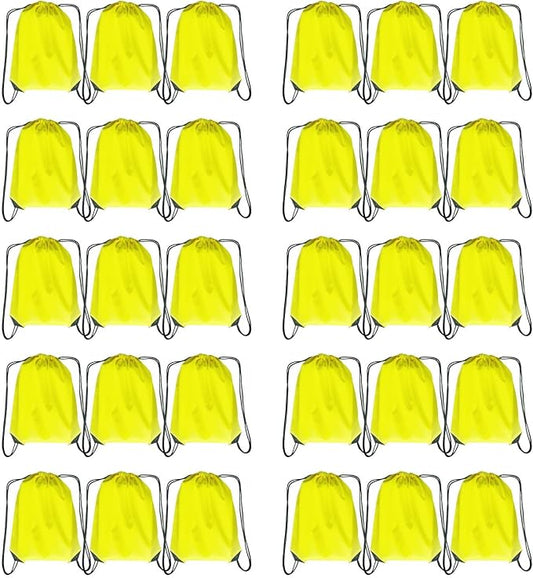 Drawstring Backpack Bulk 30 packs Draw String Backpack Bags DIY Gym Sports trip Traveling Yoga ride Pedestrianism Cinch Bag Sackpack Drawstring (yellow)