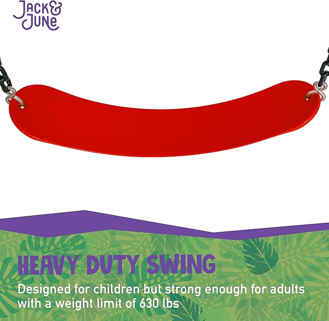 Jack & June Red Belt Playset Swing with 80” Chains Made for 5’ and 6’ Deck Height