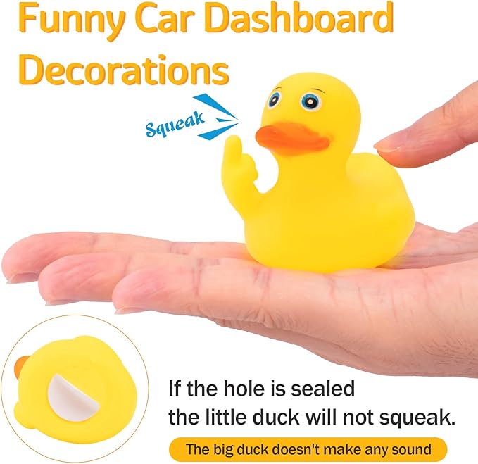 wonuu 3pcs Rubber Duck Car Mid-Finger Duck Ornament Dashboard Decorations Bathroom Duck Rubber Ducky Funny