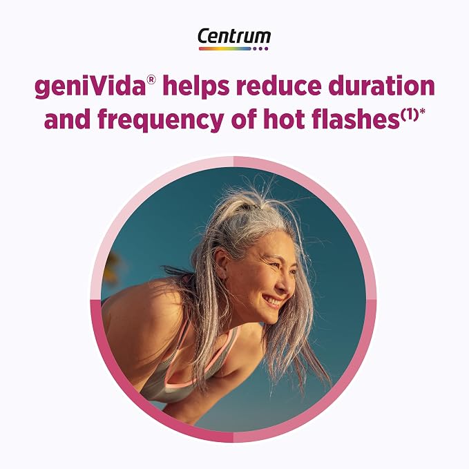 Centrum Complete Multivitamin Supplement + Hot Flash Support Menopause Support Tablets, with Clinically Studied geniVida, 30 Count