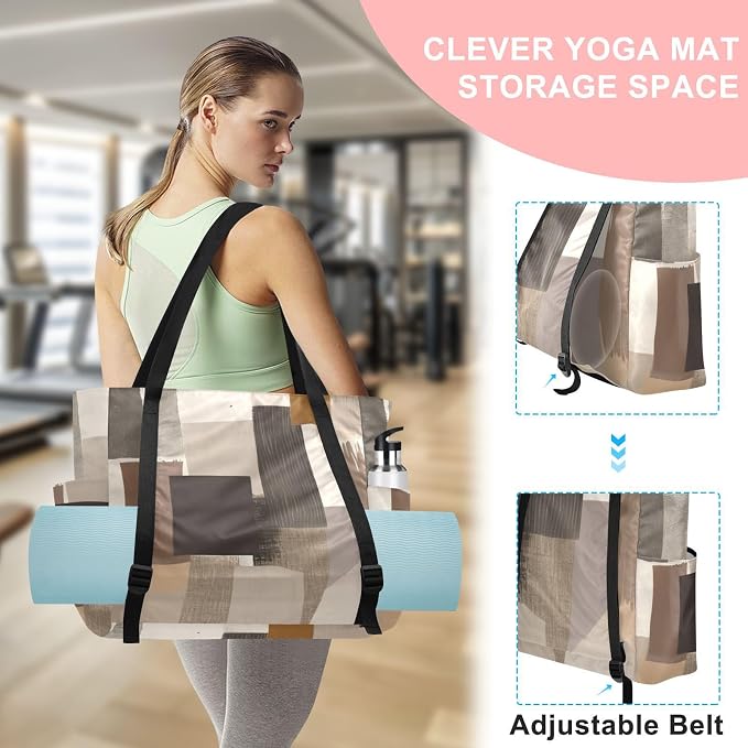 MCHIVER Yoga Bag for Women Men Large Yoga Mat Bag with Adjustable Strap Workout Bags Totes for Pilates Yoga Travel