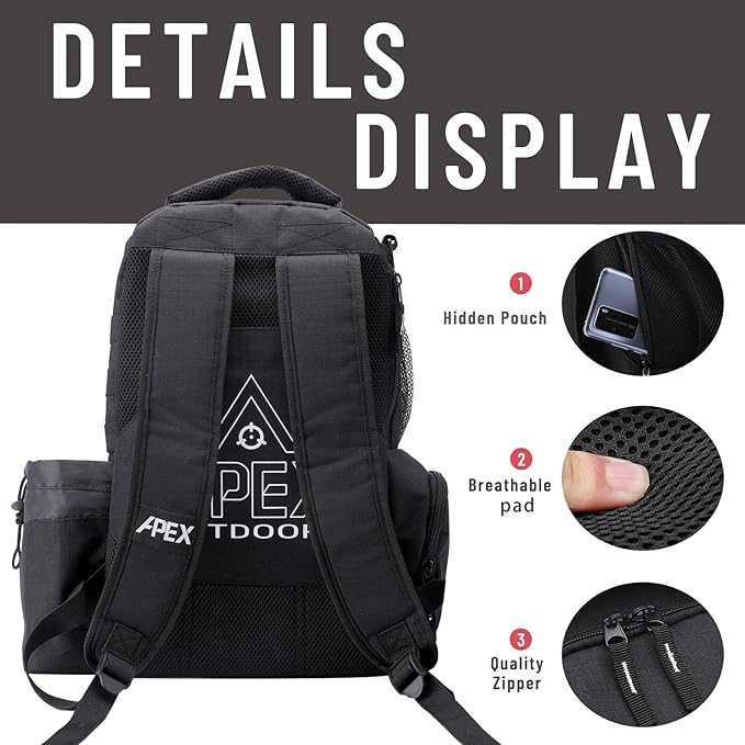 Disc Golf Bag, Large Disc Golf Backpack Holds Over 21 Discs, Durable & Lightweight with Multiple Storage Pockets