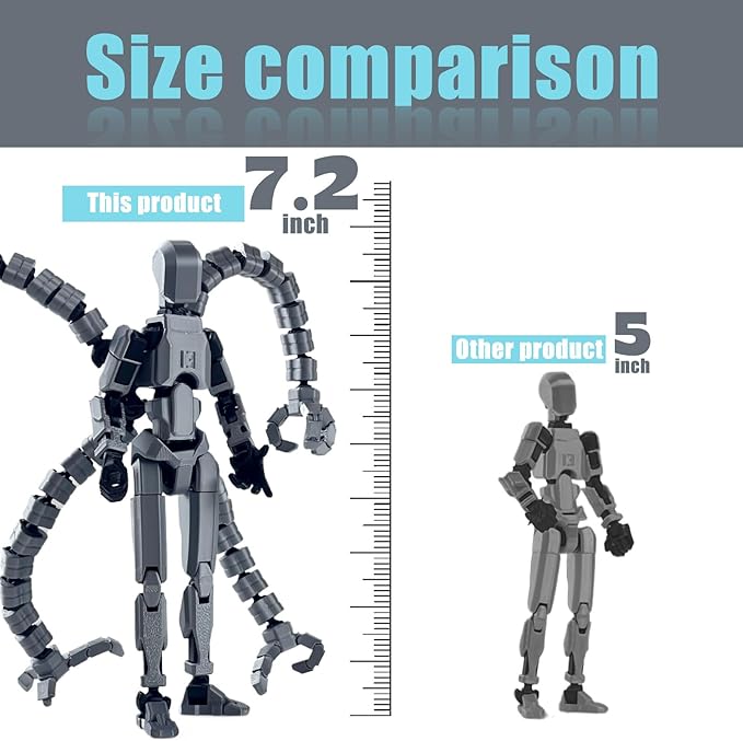 Assembly Completed T13 Action Figure,T13 Action Figure Multi-Jointed Movable,Ultimate Desktop Decor for Lovers t-13 Movability 3D Printed Toys (Black Green, 7.2in)
