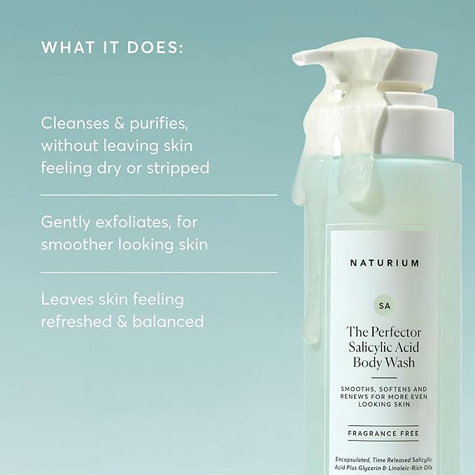 Naturium The Perfector Salicylic Acid Body Wash, Gentle & Smoothing Cleanser, 16.9 oz