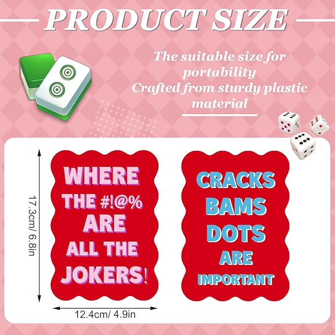 Soulchen 2 Pcs Mahjong Tile Mixer Shufflers for Mixing and Shuffling Tiles Plastic Mahjong Accessories Gifts for Lovers Games Decorative Wavy Edge & Printed Design (Red Style)
