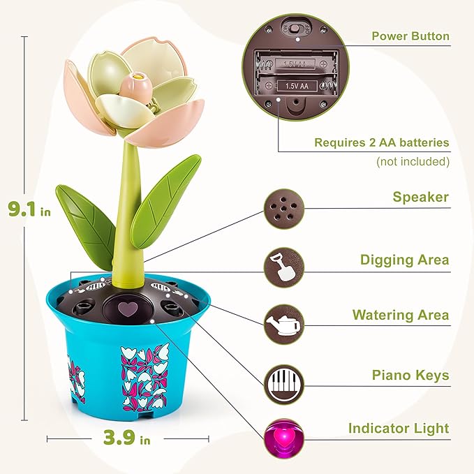 Flower Building Toy with Music, Flowers Botanical Plants Blocks Sets Kits, Halloween Birthday Thanksgiving Gift Ideas for Kid Girl Boy Child, Home Dorm Room Desk Decor, Ages 5 6 7 8, Tulip