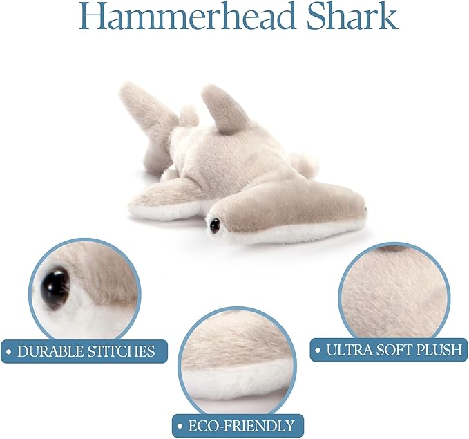 The Petting Zoo Hammerhead Shark Stuffed Animal Plushie, Gifts for Kids, Scoopz Animals, Shark Plush Toy, 10 inches