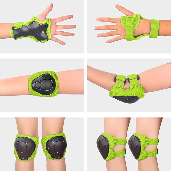 Kids/Youth Knee Pads and Elbow Pads Set with Wrist Guard 3 in 1 Kids Protective Gear Set for 3-14 Years for Skateboarding, Skiing, Cycling, BMX Biking, Running, Scooter