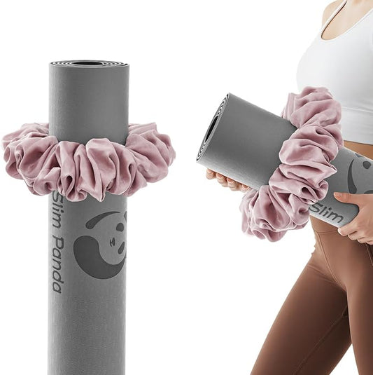 Slim Panda Yoga Mat Scrunchie,Style & Cute Mat Holder,Stretchable Velvet Fabric Fit All Standard Yoga Mats (mat not included)