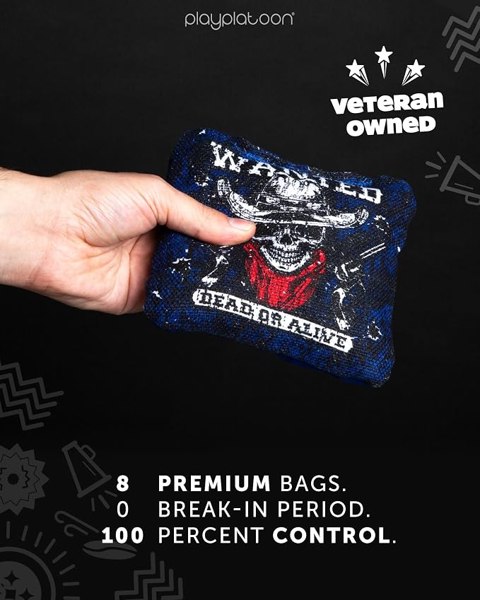 Play Platoon Pro Cornhole Bags Set of 8 - Professional Dual Sided Slick and Sticky Side Competition Corn Hole Bags - Tournament Series