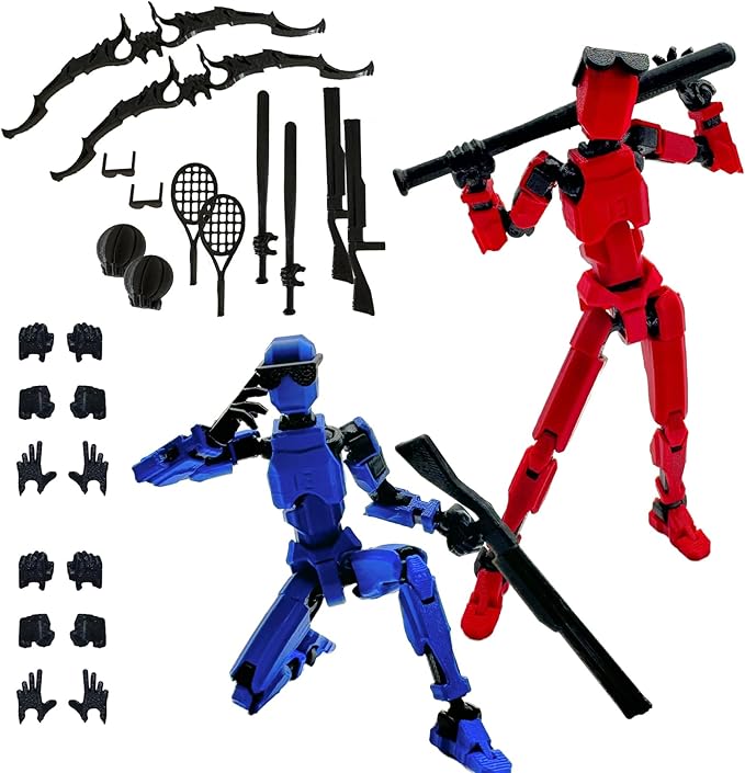 3D Printed 5.54-inch Multi-Jointed Action Figures Dummy13, Full Body Mechanical Movable Toy, Multiple Accessories, Hand Painted Figure, Desk Decoration, Creative Gifts (Sport-set1)