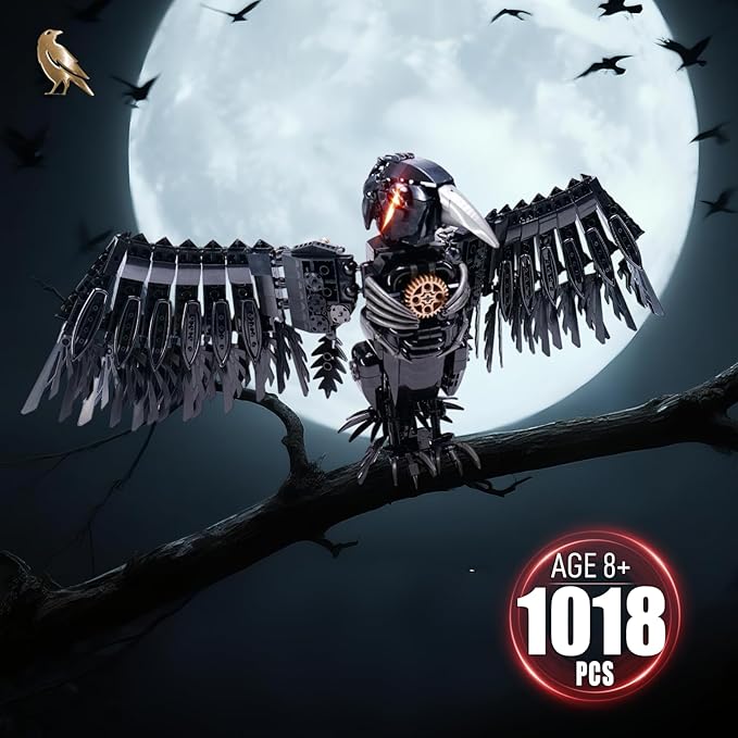Ideas Magic Raven Building Set，Compatible with Lego Mainstream Brands Adults Collectible MOC Bird Model STEM Toy for Anime Fans Home Decor,Creative Gift for Kids Boys & Girls 8-16 (1018 PCS)