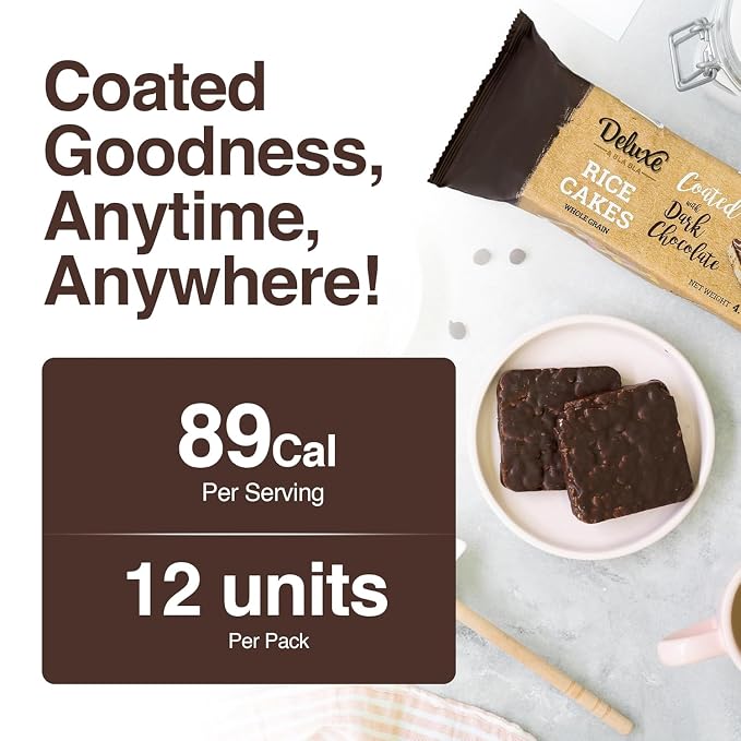 Deluxe & Bla Bla Thin and Crispy Strawberry Yogurt Chocolate Rice Cakes, Kosher Certified Dairy, Gluten Free, Nuts Free Snack Pack Of 3 (Pack of 3, White Chocolate) (Pack of 12, Dark Chocolate)