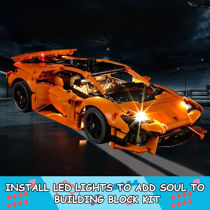 LED Light Kit for Lego 42196 Lamborghini Huracán Tecnica Orange Set,Compatible with Lego 42196 Building Blocks Model(Not Include Blocks Set)