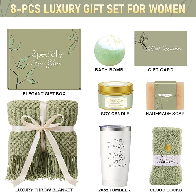 Uwingess Get Well Soon Gift Baskets for Women Self Care Gifts, Spa Care Package After Surgery Inspirational Thinking of You Sympathy Gifts,Christmas Birthday Gift for Women Friends Mom Sister Grandma