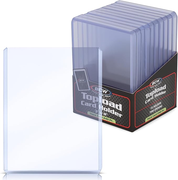 BCW Thick Card Topload Holder | Holds Relic, Patch, and Jersey Cards | Protective Card Sleeves for Collectibles and Trading Cards | Protective Rigid Plastic Display Card Holder (240 pt. / 7 MM)