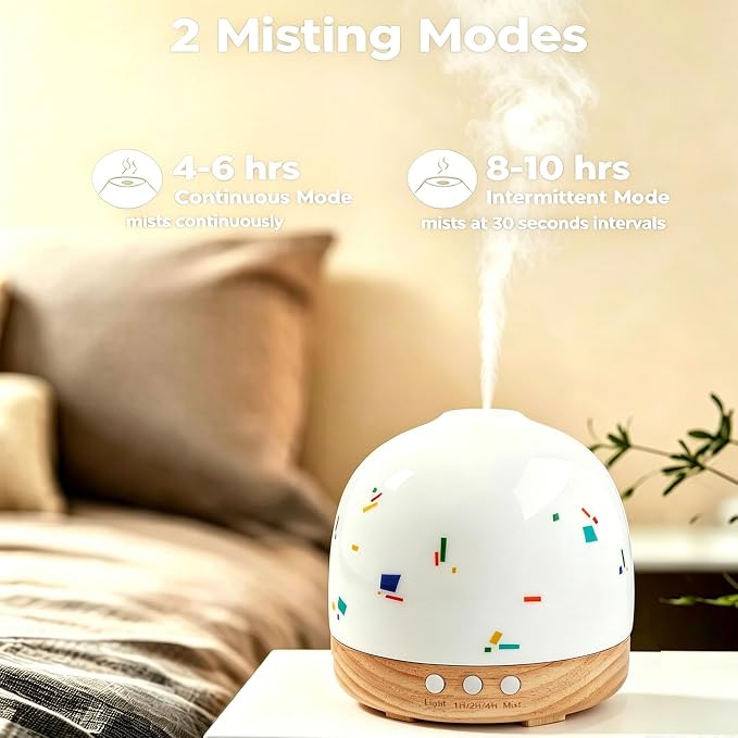 Essential Ceramic Diffuser Round Aroma Diffuser Night Light Captivating Vintage Chinese Marketplace- Nano Water Mist Humidifier Luxurious Style and 300ml Unparalleled Design