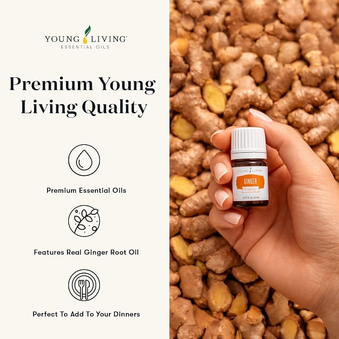 Young Living Ginger Vitality Essential Oil | 5 ml | Premium Aromatherapy & Culinary Oil | Natural Flavor Enhancer for Cooking, Relaxation & Wellness | Supports Digestion & Healthy Lifestyle