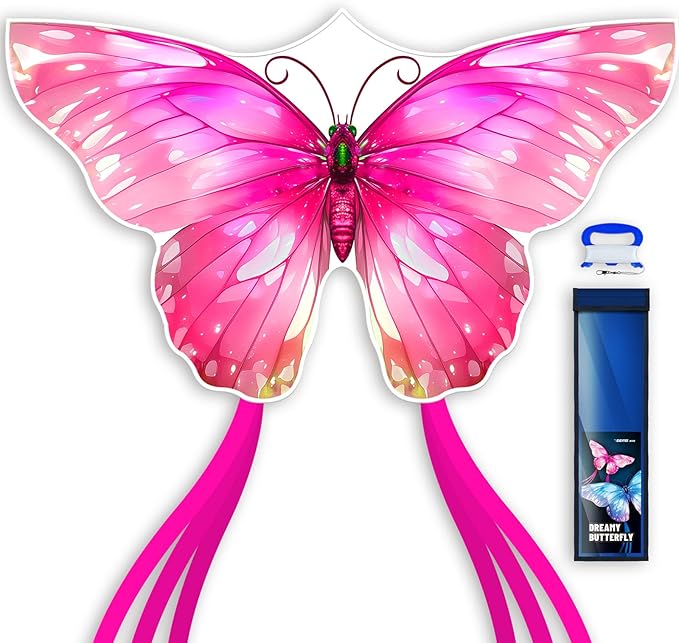SGftre Butterfly Kite for Boys and Girls Easy Flight Hand Kites Perfect Outdoor Toy for Kids and Adults, Great for Beach Fun and Outdoor Activities, Great Gift for Kids (Pink Dreamy Butterfly)