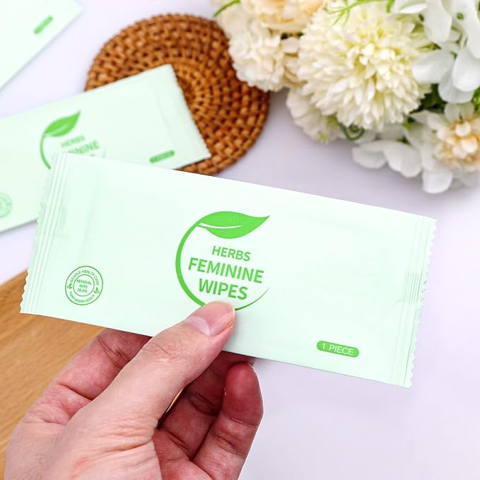 Feminine Hygiene Wipes Individually Wrapped,50 Pcs Intimate Wipes | Alcohol Free,Ph Balanced,Plant Extracts,Travel Work Essential Feminine Care,for Women to Give Friends Homeless