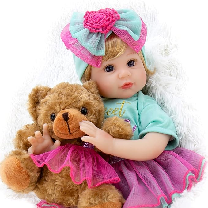 Milidool Reborn Baby Dolls, 22 inch Weighted Realistic Newborn Baby Girl Lifelike Newborn Girl Doll with Feeding Toy Accessories Set, Great Gift Set for Grandma Kids 3+
