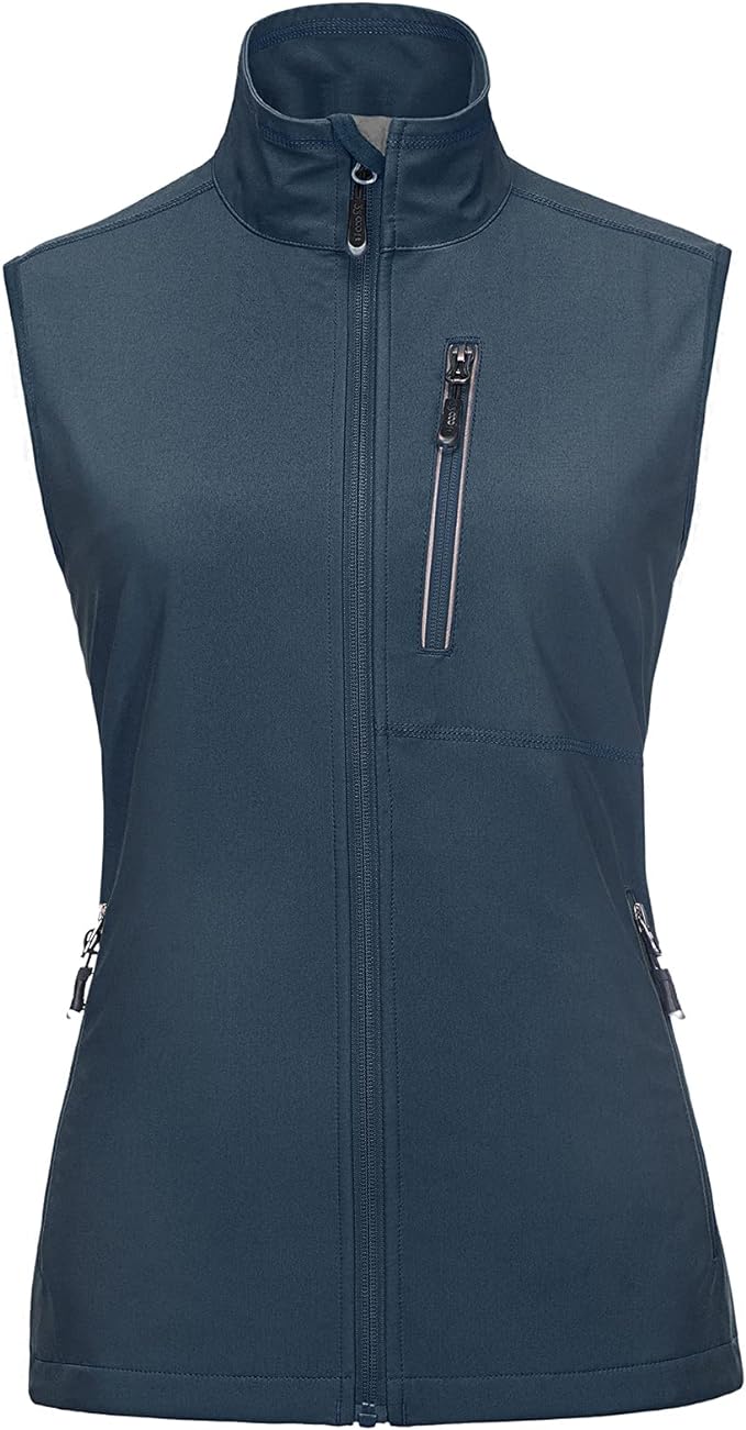 33,000ft Women's Lightweight Running Vest Outerwear with Pockets, Windproof Sleeveless Jacket for Golf Hiking Travel