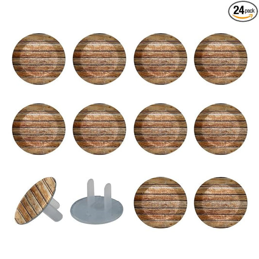 Brown Wooden (1) Outlet Covers Baby Proofing Safe & Secure Electric Plug Protectors | Socket Covers for Home & Office