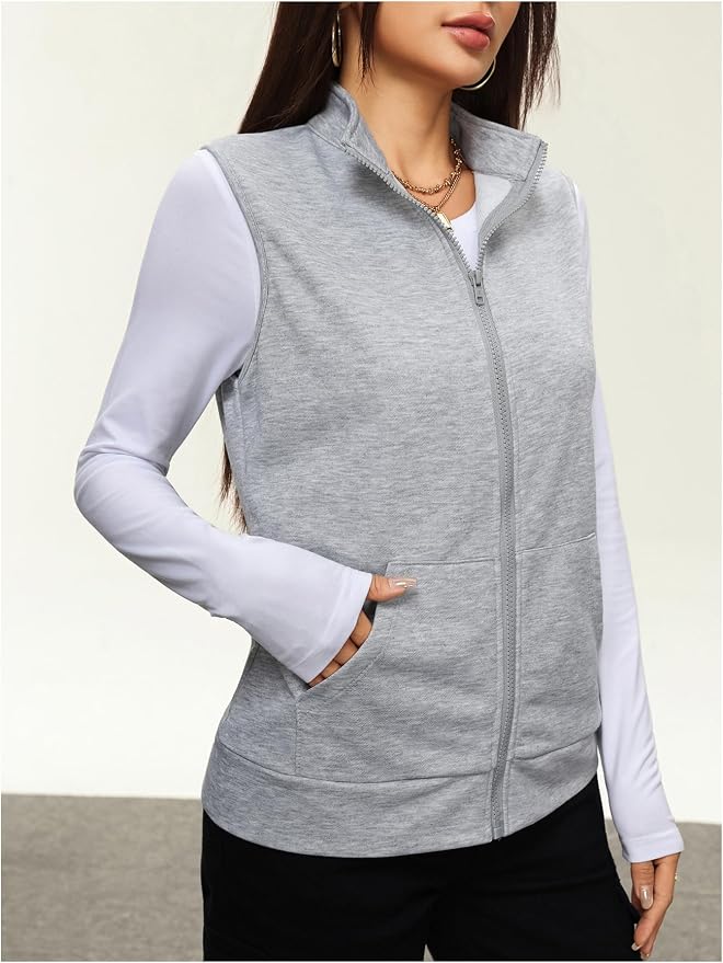 SOLY HUX Womens Zip Up Lightweight Vests Jackets Scrubs with Pockets | Casual, Sleeveless, Spring, Summer