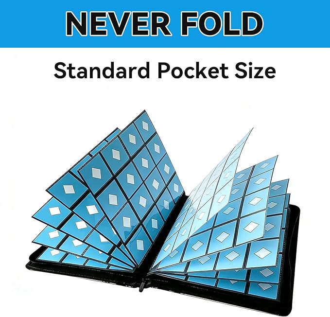 Premium 1000+ Pockets Big Trading Card Binder 1024 Capacity 16-Pocket Ringless Double Sided Zipper Pocket Card Binder Collector Album for MTG,Sports Cards & Standard Size Cards