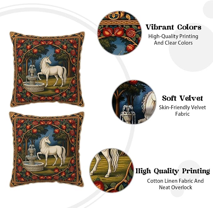 Vintage Horse Floral Velvet Pillow Covers 20x20 Inch Tapestry Art Flowers Throw Pillows for Couch Cushion Covers Pillowcase European French Country Pillow Cases for Sofa Bed Bedroom