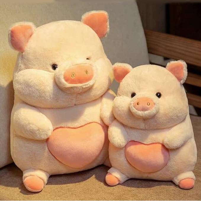 Plush Pig Stuffed Animals Soft Toys Holding Love Heart Dolls Gifts for Girls Girlfriend Lover Pink 8 Inches