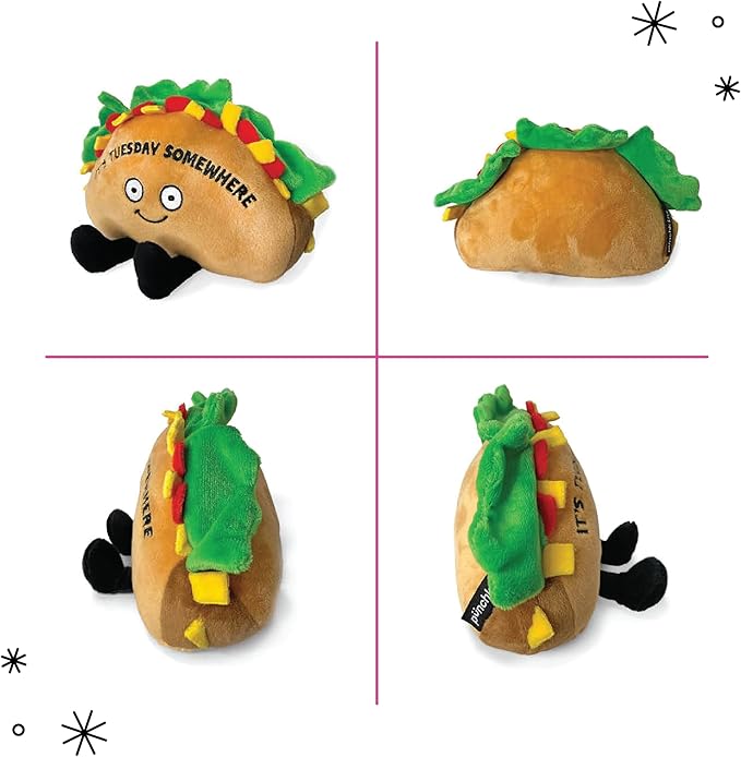Taco Plushie - It's Tuesday Somewhere Funny Taco Tuesday Plush, Taco Themed Gift, Food Plush Toy for Gifting