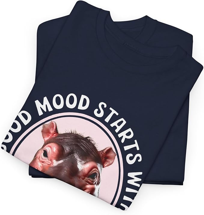 Good Mood Starts with Moo Deng Unisex T-Shirt, Funny Moo Deng Good Mood Minimalist Men and Women Shirt
