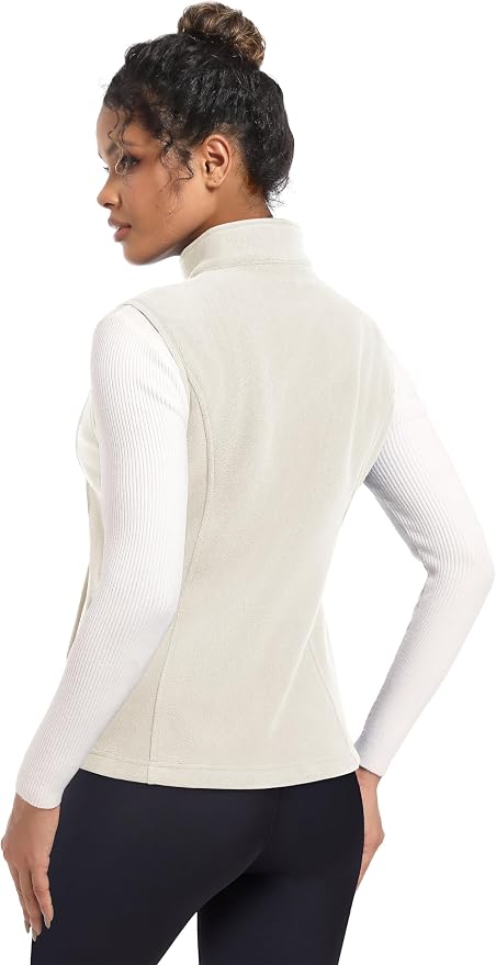 MAGCOMSEN Women's Fleece Vest Outerwear Sleeveless Lightweight Zip Jackets Warm Soft Vests with Zipper Pockets
