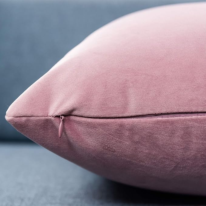 26x26 Decorative Velvet Euro Throw Pillow Covers Set of 2,Pink Purple | JUSPURBET Cozy Soft Couch Covers with Invisible Zipper for Modern Couch Sofa Bed Living Room Bedroom Home Decor