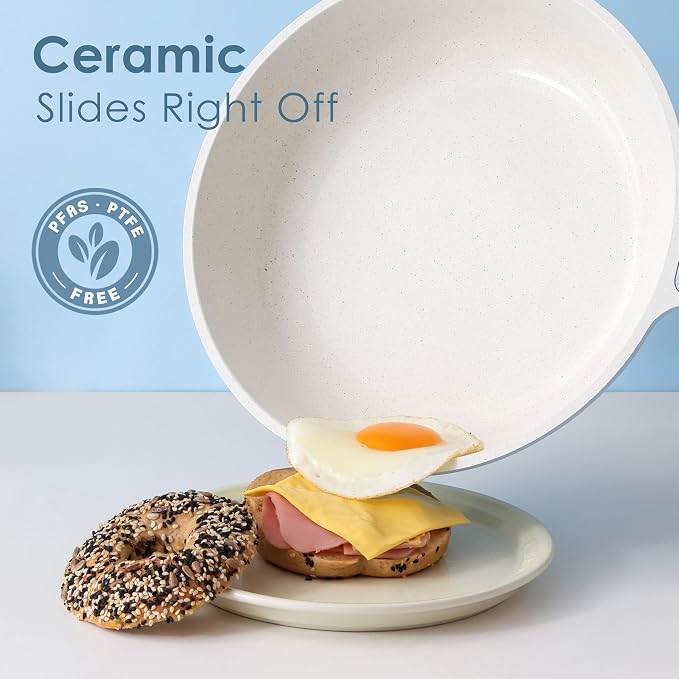 SENSARTE Nonstick Ceramic Frying Pan 8-Inch, Healthy Non Toxic Skillet, Induction Compatible Omelet Pan with Heat Resistant Handle, PFAS-Free, Blue