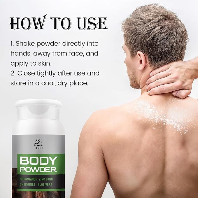 AOAO Herbal Body Powder with Aloe & Chamomile, Natural Deodorizing Powder, Talc-Free, Baking Soda Free, Anti-Friction & Sweat Absorbs for Men Women, Sooth & Comfort for Body Intimate Daily Care, 2pack