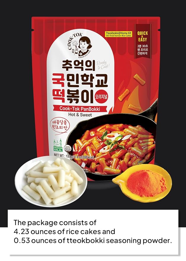 Korean Food Tteokbokki, Original Flavor, Rice Cake & Sauce Kit, 3 Pack Set | Complete Korean rice cake kit with traditional spicy sauce and easy preparation