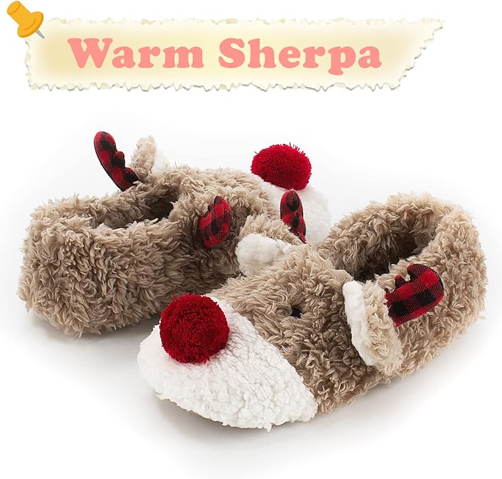 Cute Animal House Slippers, Warm Fuzzy Slipper Socks with Grippers Non Slip, Cozy Funny Gifts