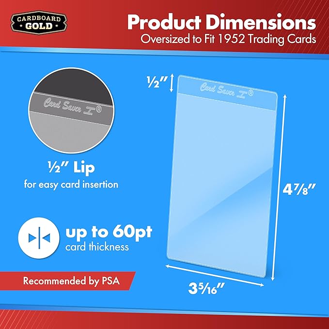 Cardboard Gold Card Saver 1-2000 Count - Semi Rigid Card Holder, Trading Card Protectors - PSA-Approved Cardsaver for Baseball, Trading, Sports Cards - Card Sleeves, Binder, & Storage Box Compatible