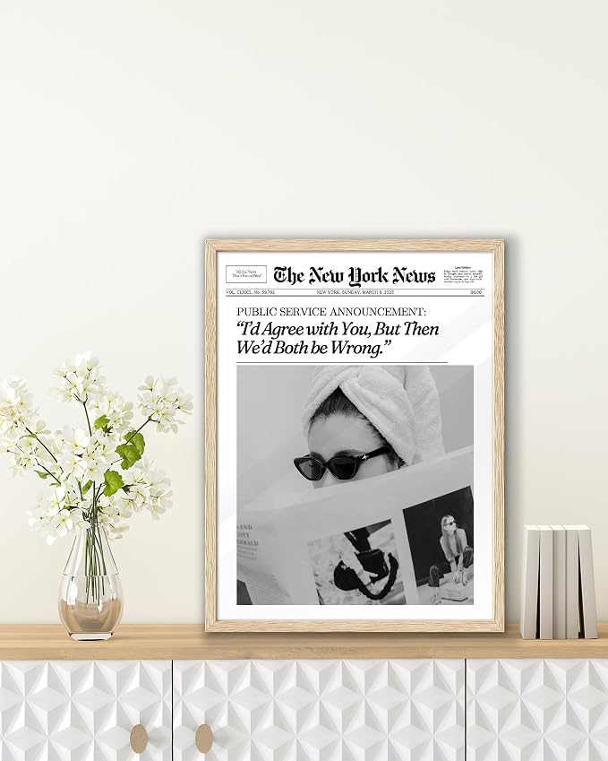 EcoHest 12x16 in Cool Girl Newspaper Canvas Art | Unframed Canvas Print, Girly Fashion Magazine Decor for Bedroom, Apartment, Dorm Room, College Room, 1Pack
