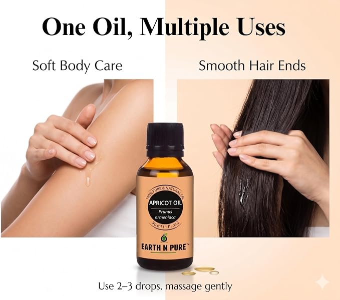 Earth N Pure Apricot Oil (Khumani Oil) Cold Pressed, Natural and Therapeutic Grade 15 ml