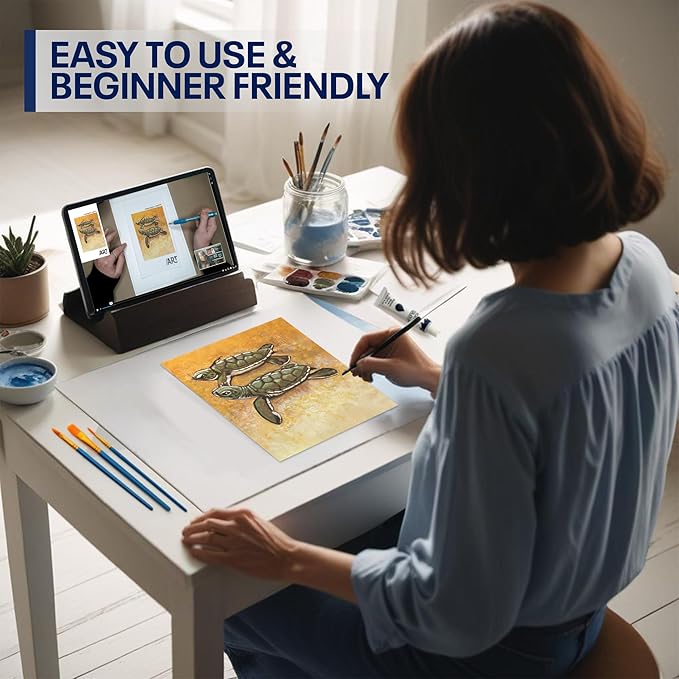 Painting4Real DIY Painting Class Kit for Adults with Video Tutorials: Learn to Paint Turtles – How to Paint with Acrylics – Painting & Art Supplies – 9 Piece Acrylic Paint Set