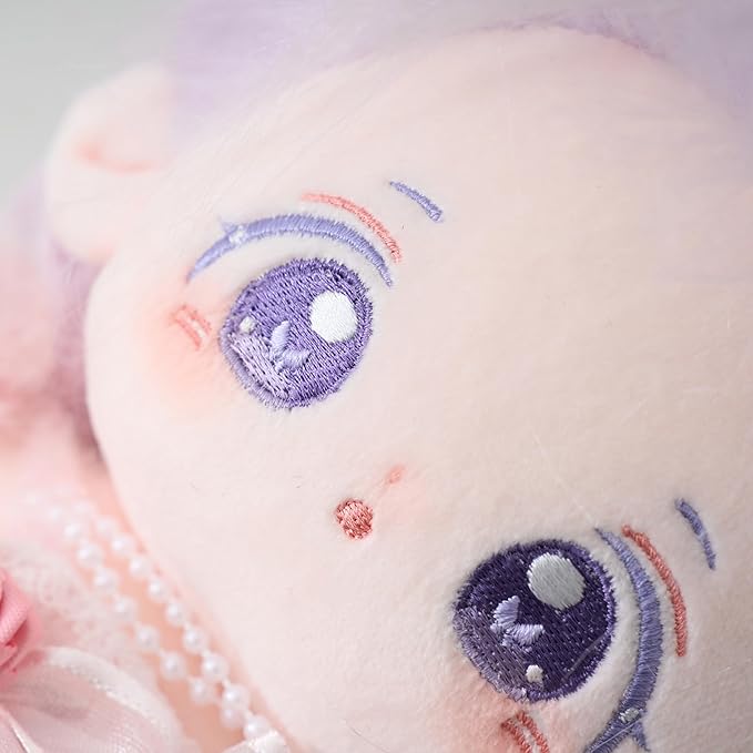 CALEMBOU Plush Doll, 20cm Cute Cotton Doll with Skeleton, Anime Plushies Soft Stuffed Dress Up Dolls, Kawaii Plush Toys Gift Come with Clothes (Doll&Clothes-Xingfu-B)