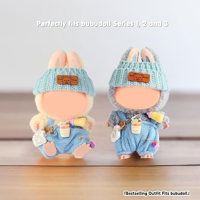2025NEW Trendy Blue Clothes for bubudoll, Designed for bubuclothes, Multiple Stylish Outfit Sets for5.9-6.7in.Doll, Can be Used to Change Clothes for Your15&17cm Dolls(Blue Overalls 3pc Set)