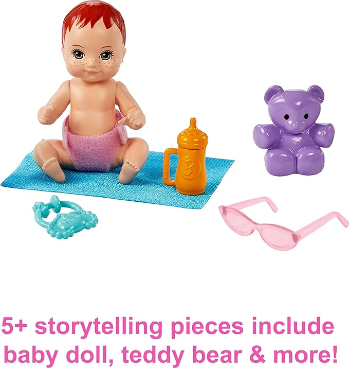 Barbie Skipper Babysitters, Inc. Playset with Skipper Babysitter Doll (Brunette), Stroller, Baby Doll & 5 Accessories, Toy for 3 Year Olds & Up