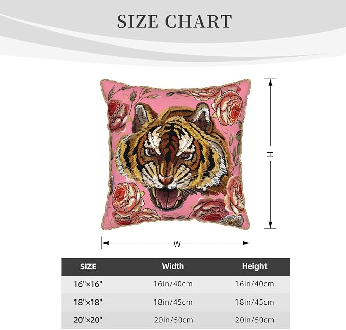 Tiger Floral Pink Velvet Pillow Covers 16x16 Inch Flower Animal Print Throw Pillows for Couch Farmhouse Cushion Covers Pillowcase Modern Pillow Cases for Sofa Bed Living Room Outdoor Decor